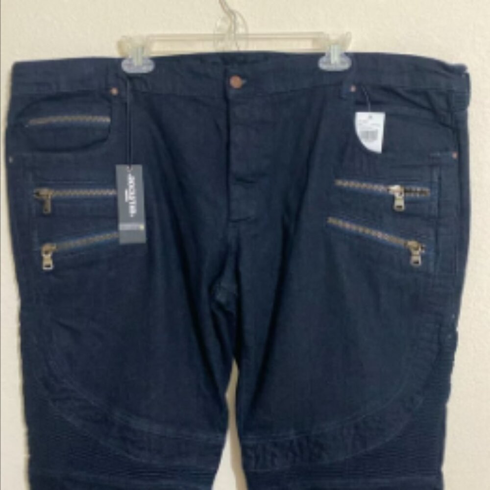ROCKSTAR Big & Tall Men's ORT Original Jean Pants w Zipper Accents Size 46x35